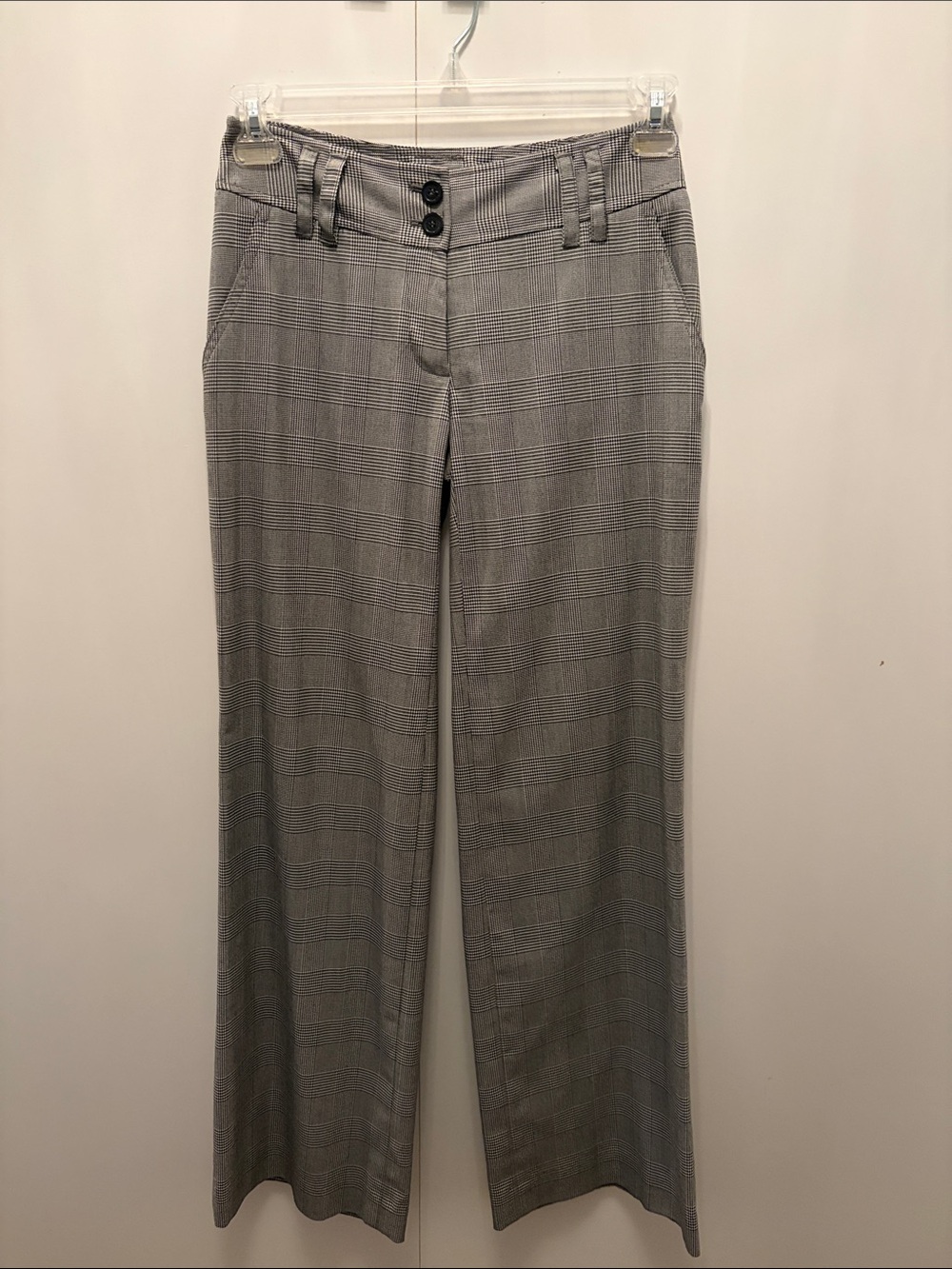 Women's Gray Plaid Wide-Leg Dress Pants